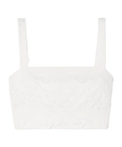 Carolina Herrera Embroidered Cropped Top In White