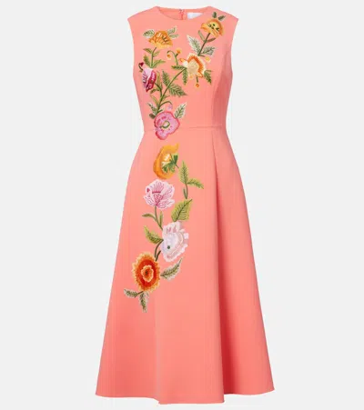 Carolina Herrera Embroidered Floral Cocktail Dress In Pink