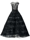 Carolina Herrera Embellished Crewneck A-line Gown In Black