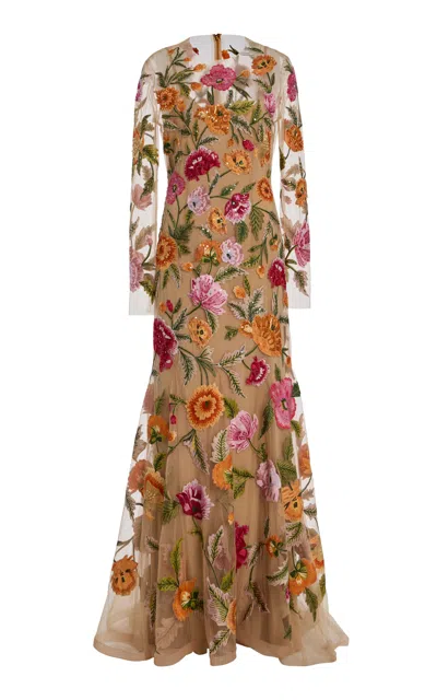 Carolina Herrera Embroidered Floral Tulle Gown