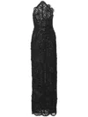Carolina Herrera Embroidered Gown In Black