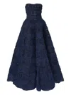 Carolina Herrera Embroidered Gown In Blue