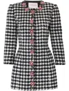 Carolina Herrera Embroidered Houndstooth Jacket In White
