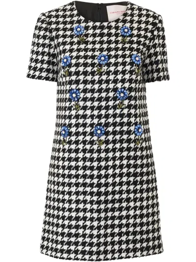 Carolina Herrera Minikleid Mit Hahnentrittmuster In Weiss