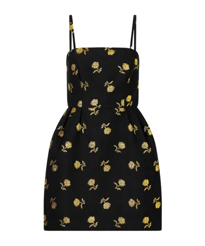 Carolina Herrera Embroidered Jacquard Mini Dress In Black