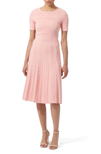 Carolina Herrera Embroidered Knit Fit & Flare Dress In Shell Pink
