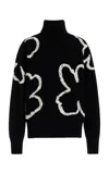 CAROLINA HERRERA EMBROIDERED KNIT WOOL-CASHMERE SWEATER