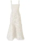 Carolina Herrera Floral Embroidered Lace Sleeveless Trumpet Midi Dress In White