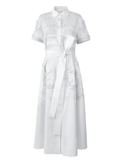 Carolina Herrera Embroidered Midi Shirt Dress In White