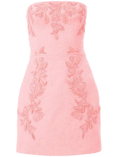Carolina Herrera Embroidered Mini Dress In Pink