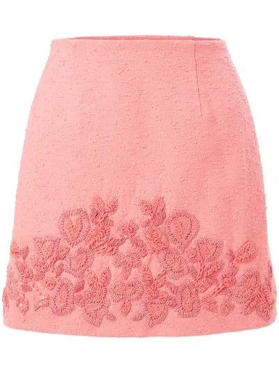 Carolina Herrera Embroidered Mini Skirt In Pink