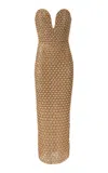 Carolina Herrera Embroidered Nylon Tulle Column Dress In Gold