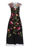 Carolina Herrera Embroidered Nylon Tulle Midi Dress In Black