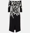 Carolina Herrera Floral-embroidered Midi Dress In Black