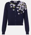 Carolina Herrera Embroidered Silk And Cotton Cardigan In Blue