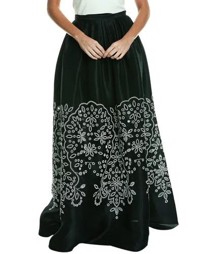 Carolina Herrera Embroidered Silk Ball Skirt In Black