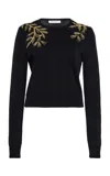 Carolina Herrera Embroidered Silk-cotton Cardigan In Black