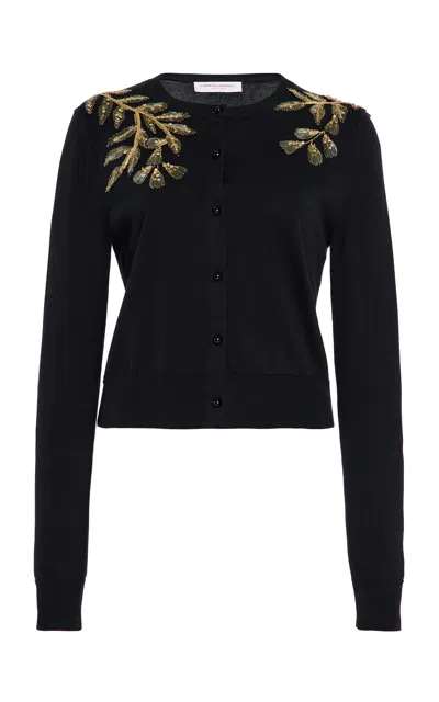 Carolina Herrera Embroidered Silk-cotton Cardigan