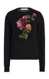 Carolina Herrera Embroidered Silk-cotton Sweater In Black