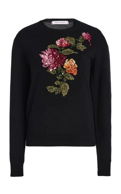 Carolina Herrera Embroidered Silk-cotton Sweater