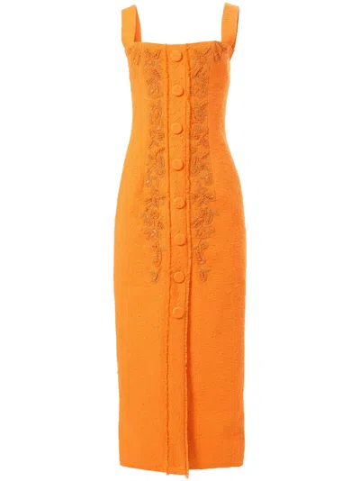CAROLINA HERRERA EMBROIDERED SLEEVELESS DRESS