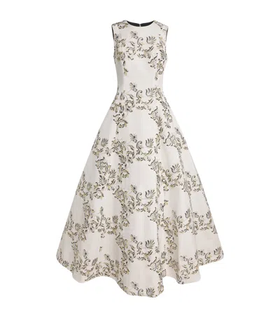Carolina Herrera Embroidered Sleeveless Gown In Metallic