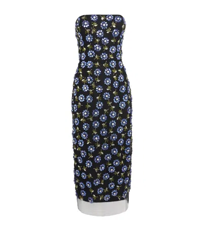 Carolina Herrera Embroidered Strapless Midi Dress