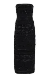 Carolina Herrera Embroidered Strapless Tulle Dress In Black