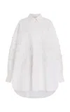 Carolina Herrera Embroidered Stretch-cotton Button-down Top In White