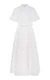 Carolina Herrera Embroidered Stretch-cotton Shirt Dress In White