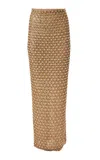 Carolina Herrera Embroidered Tulle Column Skirt In Gold