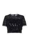 Carolina Herrera Embroidered Tulle Top In Black