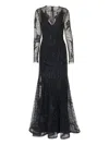 Carolina Herrera Embellished Long-sleeve Trumpet Gown In Black