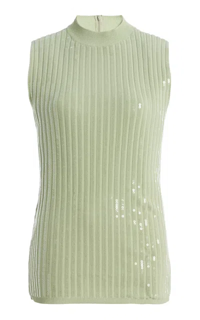 Carolina Herrera Embroidered Viscose Tank Top In Green