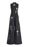 Carolina Herrera Embroidered Wool-blend Jumpsuit In Grey