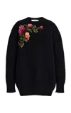 Carolina Herrera Embroidered Wool-cashmere Sweater In Black