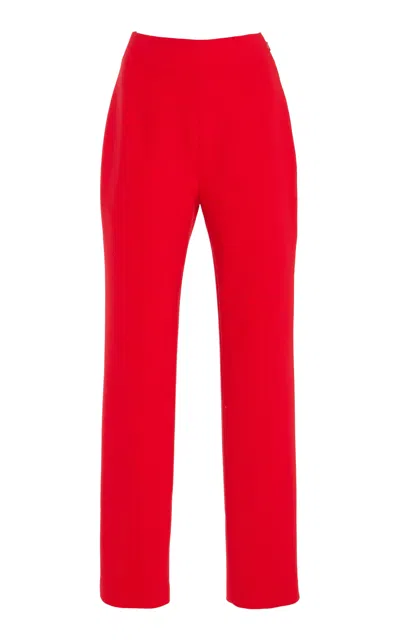 Carolina Herrera Emilie Wool Straight-leg Pants In Red