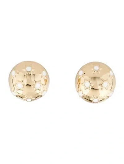 Pre-owned Carolina Herrera Enamel Starburst Dome Earclip Earrings In White