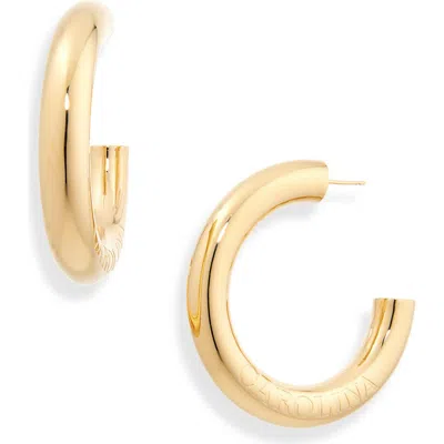 Carolina Herrera Engraved Hoop Earrings In Gold