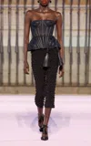 Carolina Herrera Exaggerated-hip Nylon Tulle Bustier Top In Black
