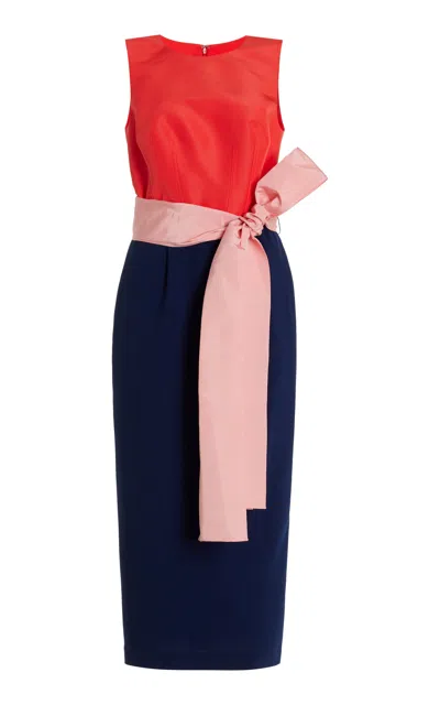 Carolina Herrera Exclusive Belted Tri-color Midi Sheath Dress In Multi