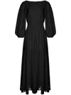 Carolina Herrera Eyelet Puff-sleeve Midi Dress In Black