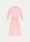Carolina Herrera Faille 3/4-sleeve Shirtdress In Blush