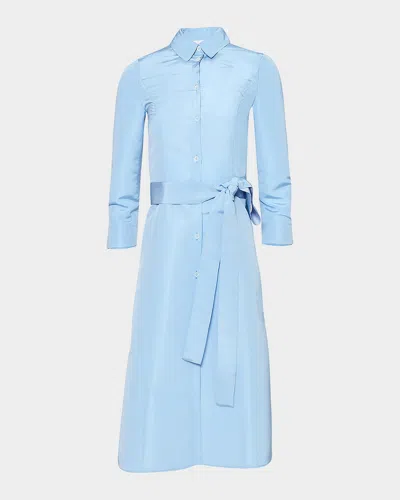 Carolina Herrera Faille 3/4-sleeve Shirtdress In Sky Blue