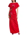 CAROLINA HERRERA CAROLINA HERRERA FAN BODICE SILK COLUMN GOWN