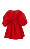 Carolina Herrera Fan-bodice Silk Faille Dress In Red