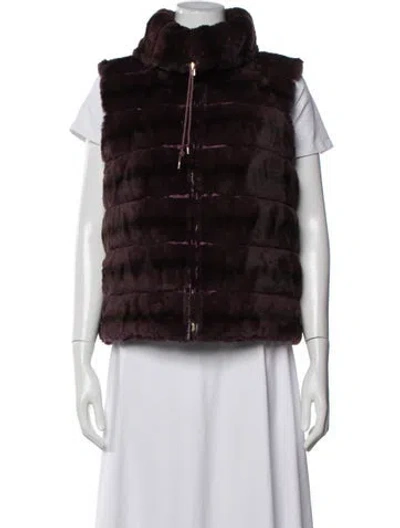 Pre-owned Carolina Herrera Faux Fur Jacket In Burgundy