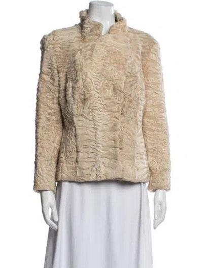 Pre-owned Carolina Herrera Faux Fur Jacket In Neutrals