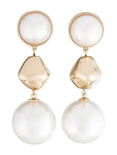 Pre-owned Carolina Herrera Faux Pearl Drop Earrings In Multicolor