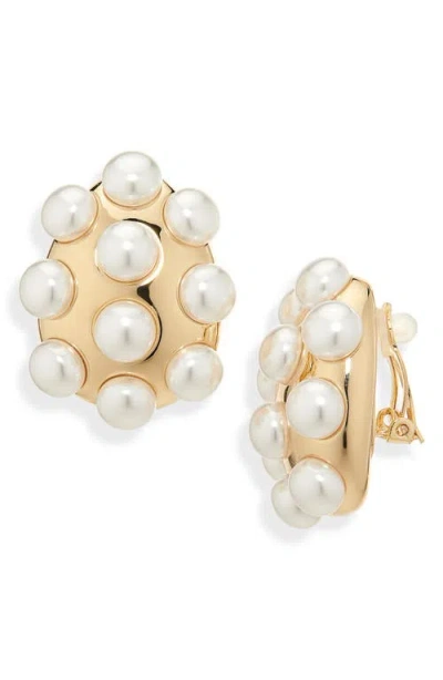 Carolina Herrera Faux Pearl Studded Stud Earrings In Gold